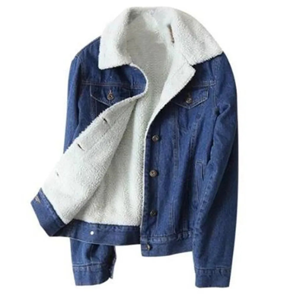 Women's Winter Fleece Denim Coat